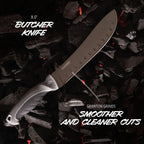 Meat Carving Knife Set for Butchering and BBQ with Three Titanium-Coated Blades and a Storage Roll