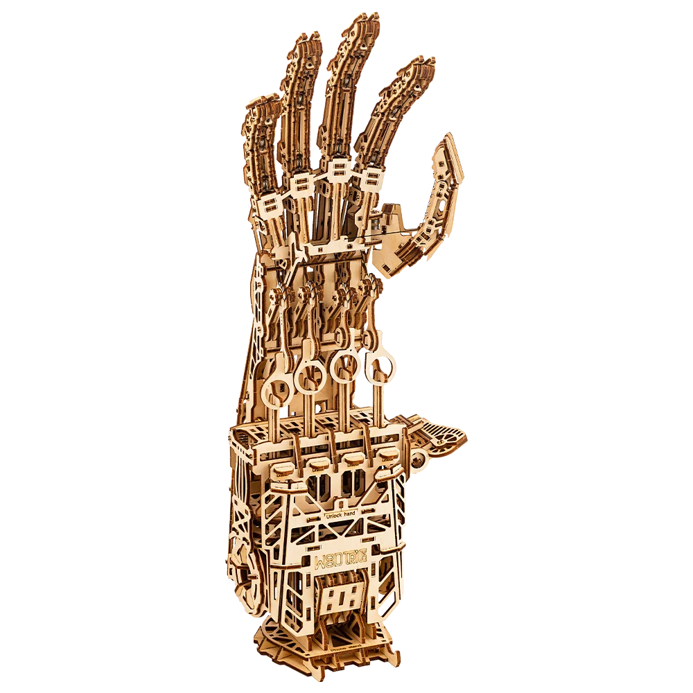 Mechanical Cyber Hand 3D Puzzle Model with 586 Plywood Parts and Level 5 Assembly Challenge