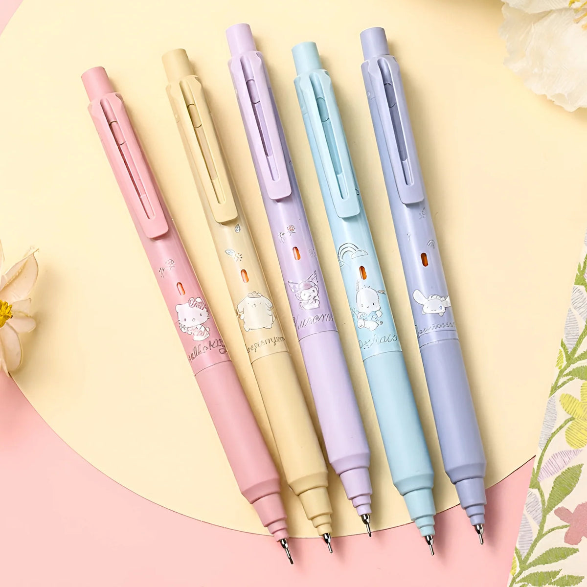 Mechanical Pencil with Automatically Rotating 0.5 mm HB Lead and Pastel Character Artwork for Everyday Notes