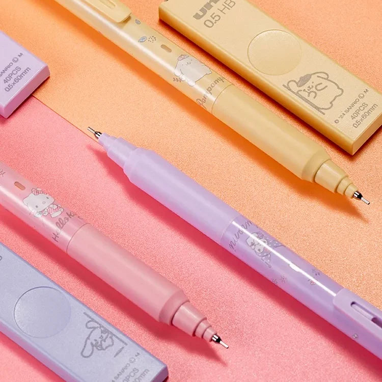 Mechanical Pencil with Automatically Rotating 0.5 mm HB Lead and Pastel Character Artwork for Everyday Notes