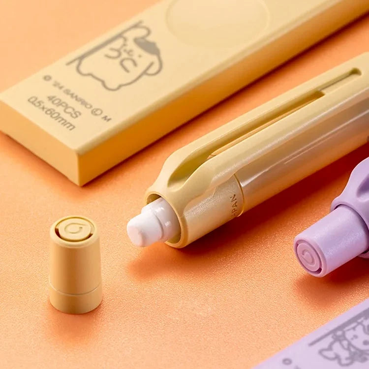 Mechanical Pencil with Automatically Rotating 0.5 mm HB Lead and Pastel Character Artwork for Everyday Notes