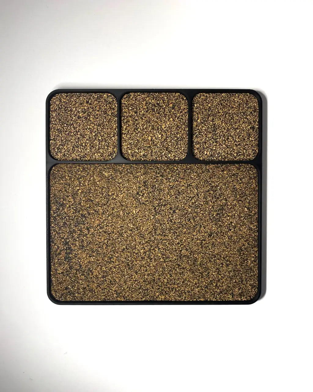 Medium Desktop Valet Tray with Cork Interior and Three Compartments for Everyday Carry Organization