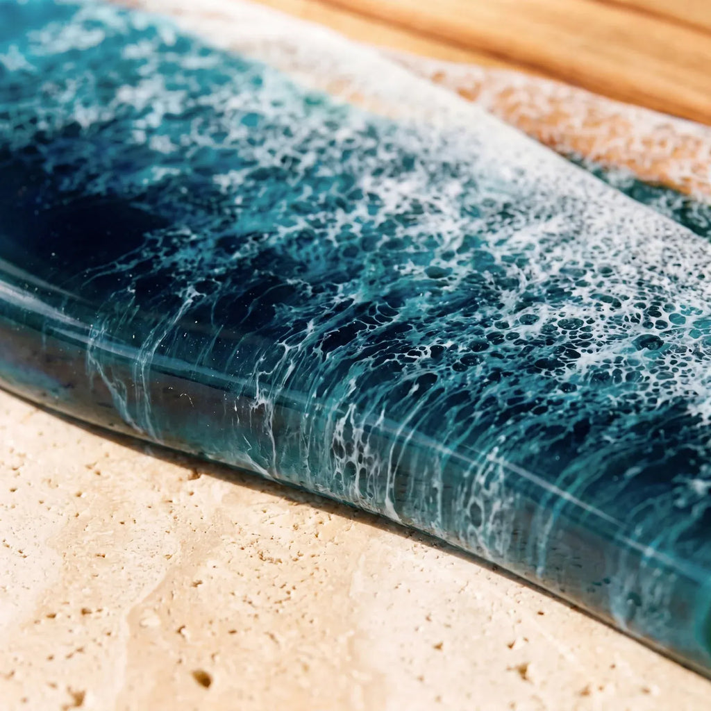 Medium Resin Paddle Serving Board, Camphor Laurel Timber, Hand-Poured Resin, Personalized Gift-Ready Design