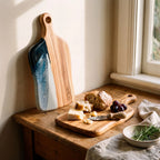 Medium Resin Paddle Serving Board, Camphor Laurel Timber, Hand-Poured Resin, Personalized Gift-Ready Design