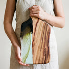 Medium Resin Paddle Serving Board, Camphor Laurel Timber, Hand-Poured Resin, Personalized Gift-Ready Design