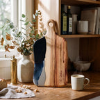 Medium Resin Paddle Serving Board, Camphor Laurel Timber, Hand-Poured Resin, Personalized Gift-Ready Design