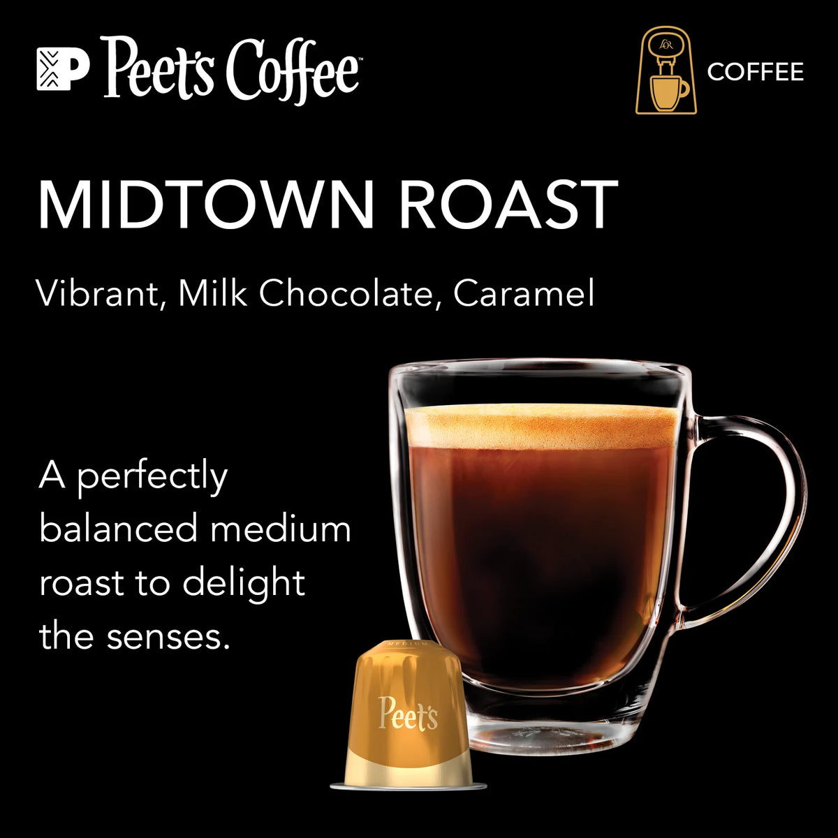 Medium Roast Coffee Capsules with Bright Acidity and Caramelized Sugar Notes for a Smooth Finish