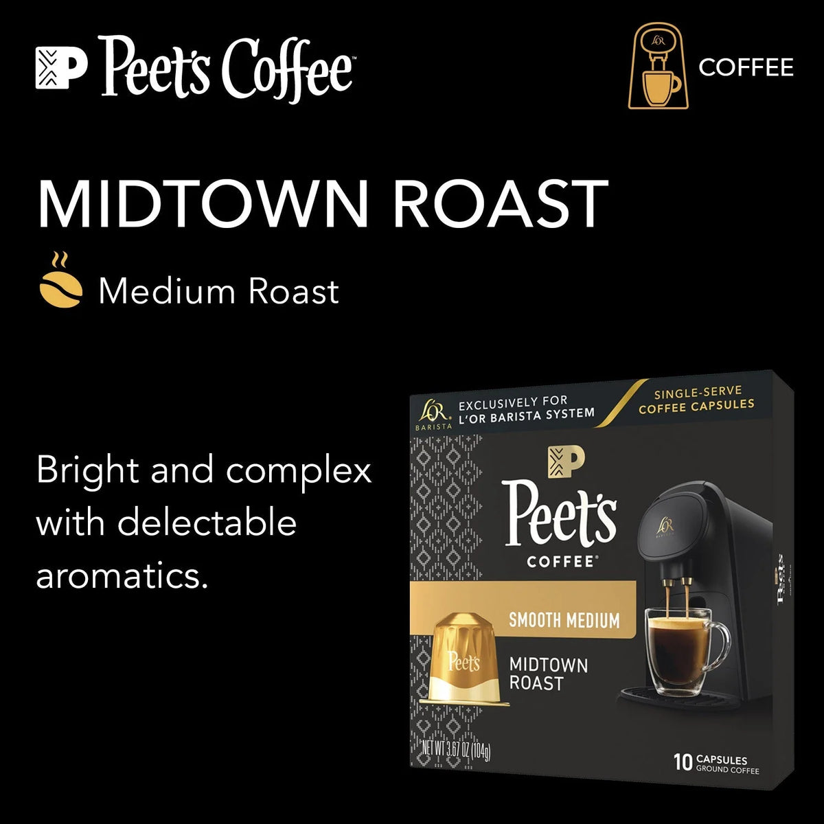 Medium Roast Coffee Capsules with Bright Acidity and Caramelized Sugar Notes for a Smooth Finish