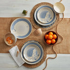Melamine Dinner Plates in Blue Coastal Style, Set of 4