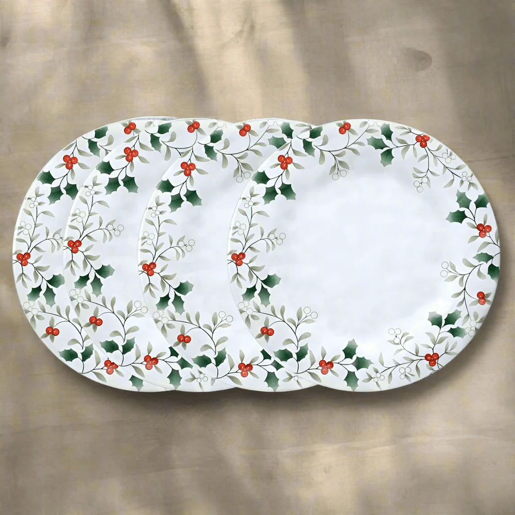 Melamine Dinner Plates Set of 4, Lightweight 10.5-Inch Plates