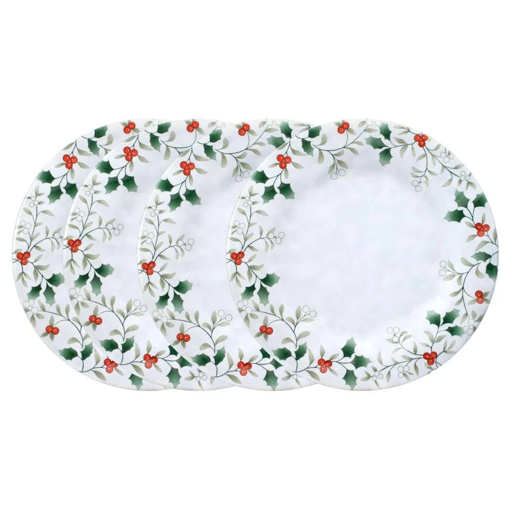 Melamine Dinner Plates Set of 4, Lightweight 10.5-Inch Plates