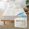 Memory Foam Mattress Topper with a Removable Organic Cotton Cover Filled, Down and Feather Fiber — Twin / Full / Queen / King