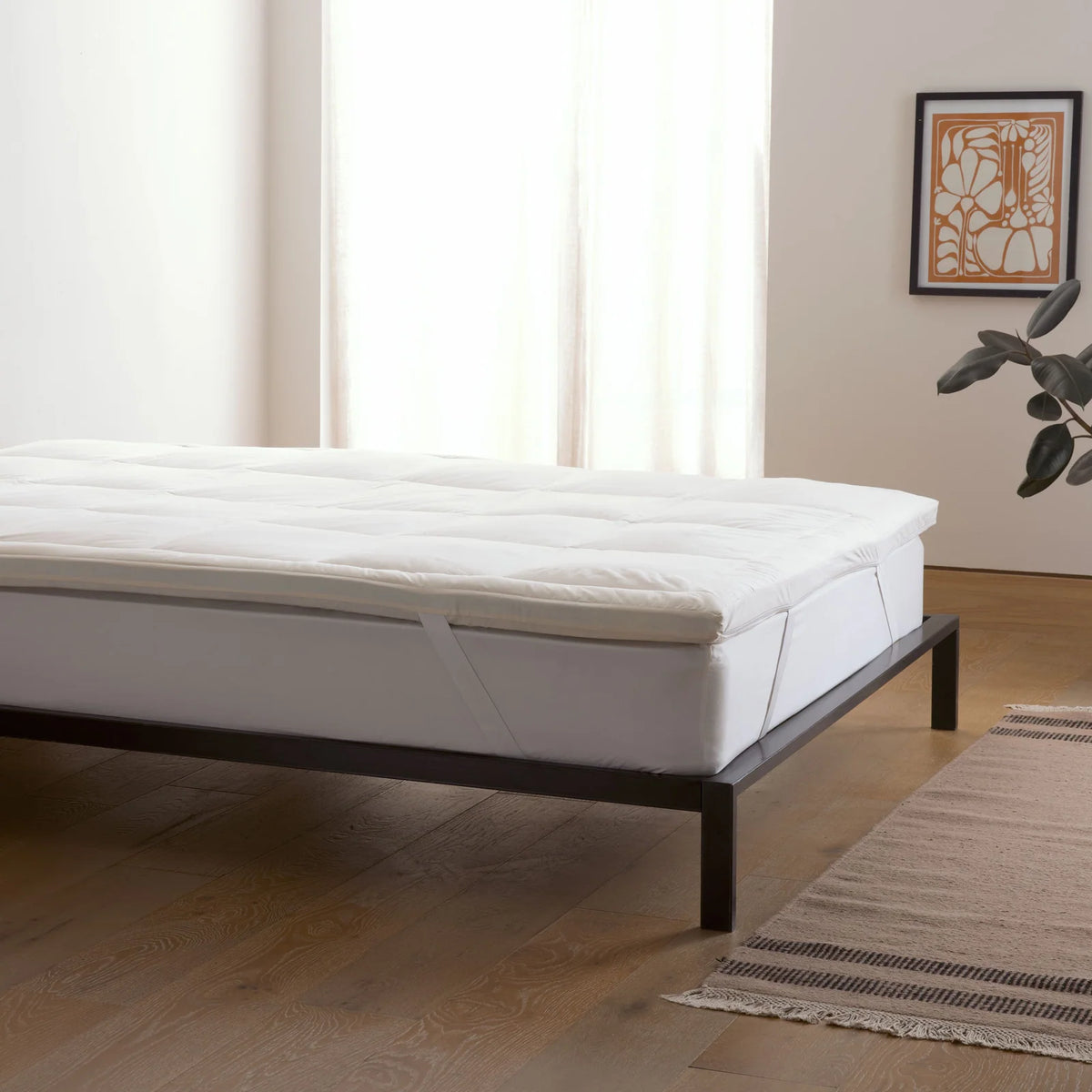 Memory Foam Mattress Topper with a Removable Organic Cotton Cover Filled, Down and Feather Fibers