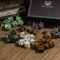 Metal Dice Set Subscription Box with One Full 7-Piece Set Each Month and Curated Table-Ready Designs