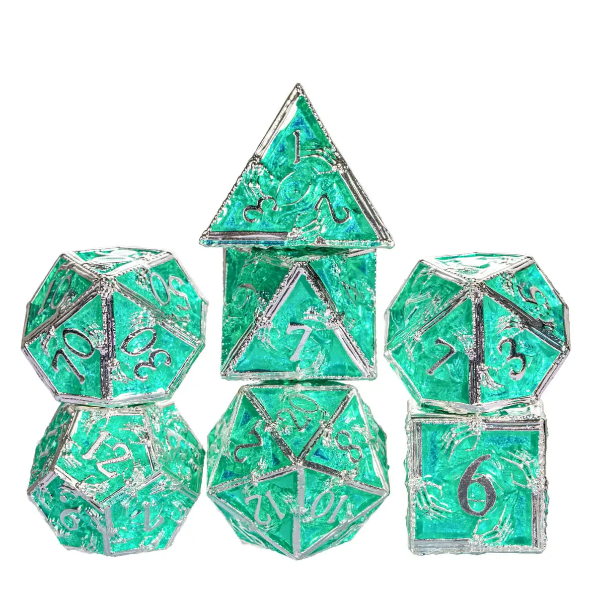 Metal Dice Set Subscription Box with One Full 7-Piece Set Each Month and Curated Table-Ready Designs