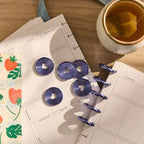 Metal Planner Discs in Cool Blue, 11 Medium Binding Discs with Heart Cutouts for Planner Customization