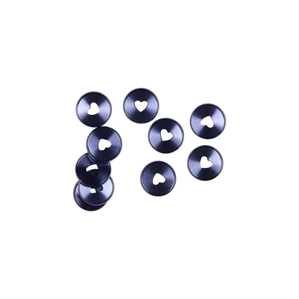 Metal Planner Discs in Cool Blue, 11 Medium Binding Discs with Heart Cutouts for Planner Customization
