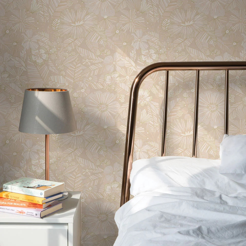 Metallic Gold Floral Peel and Stick Wallpaper