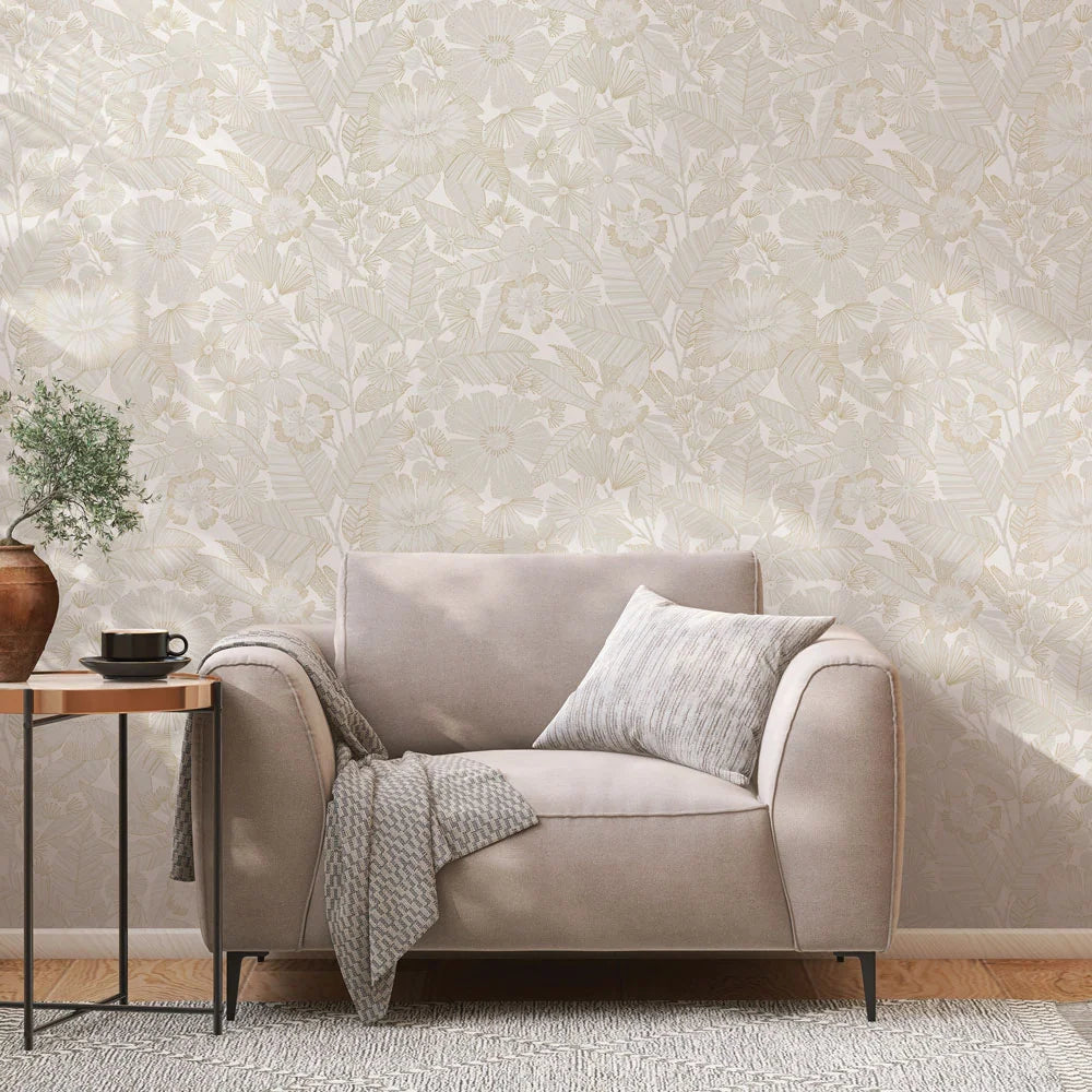 Metallic Gold Floral Peel and Stick Wallpaper