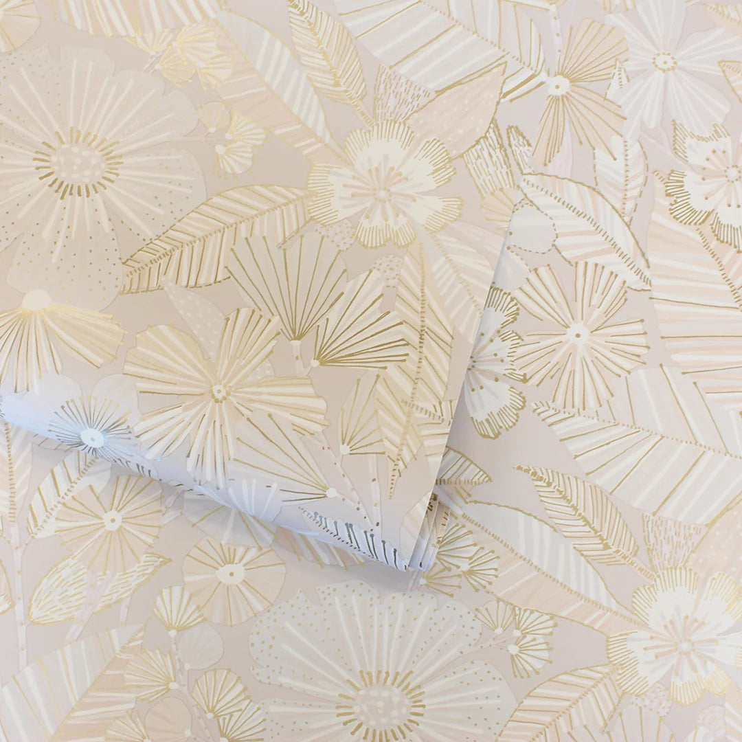 Metallic Gold Floral Peel and Stick Wallpaper
