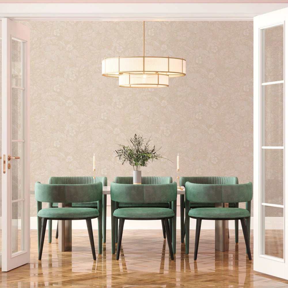 Metallic Gold Floral Peel and Stick Wallpaper