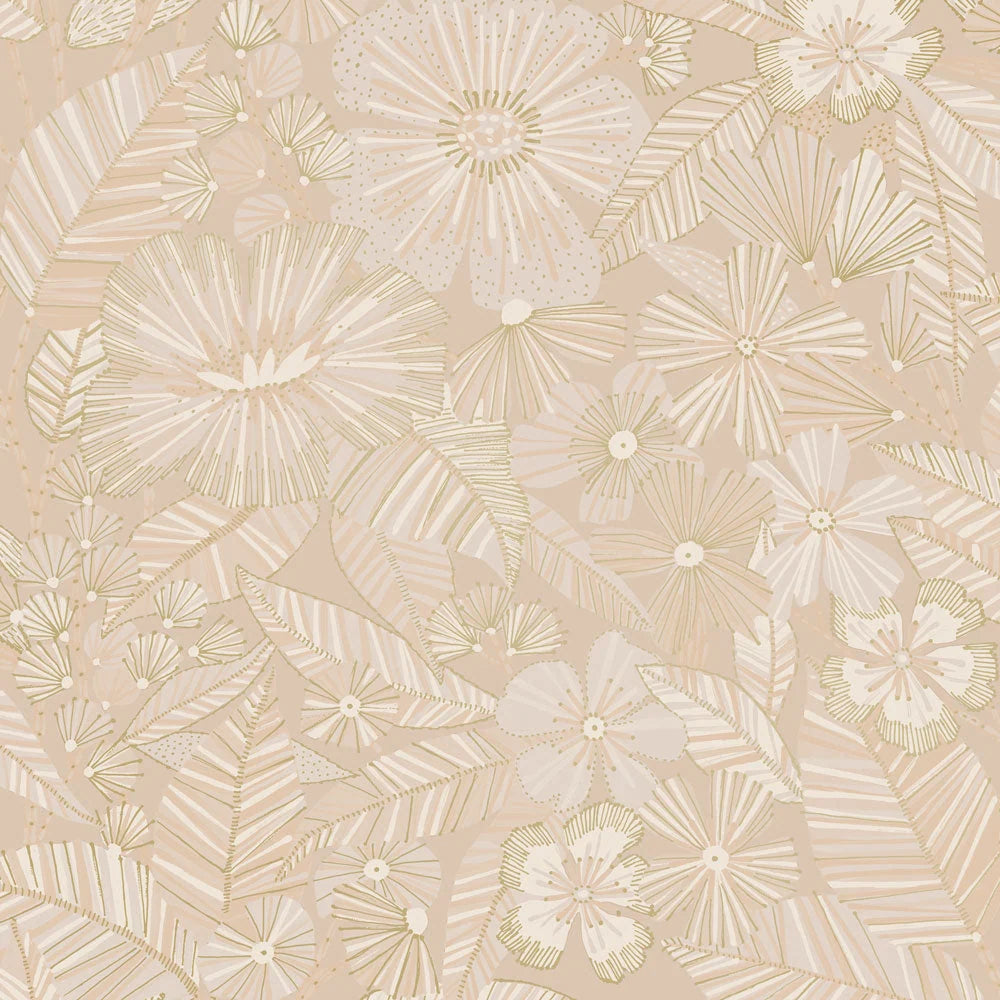 Metallic Gold Floral Peel and Stick Wallpaper