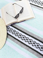 Mexican Blanket in Mint and Gray, Handwoven from 100% Recycled