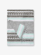 Mexican Blanket in Mint and Gray, Handwoven from 100% Recycled
