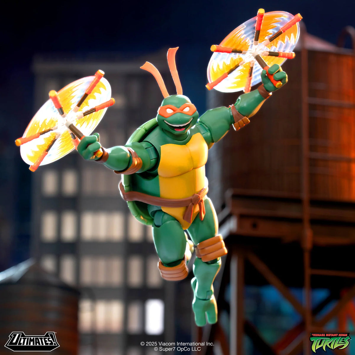 Michelangelo Action Figure, 7-Inch Highly Articulated Collectible with Interchangeable Parts and Nunchuck Accessories