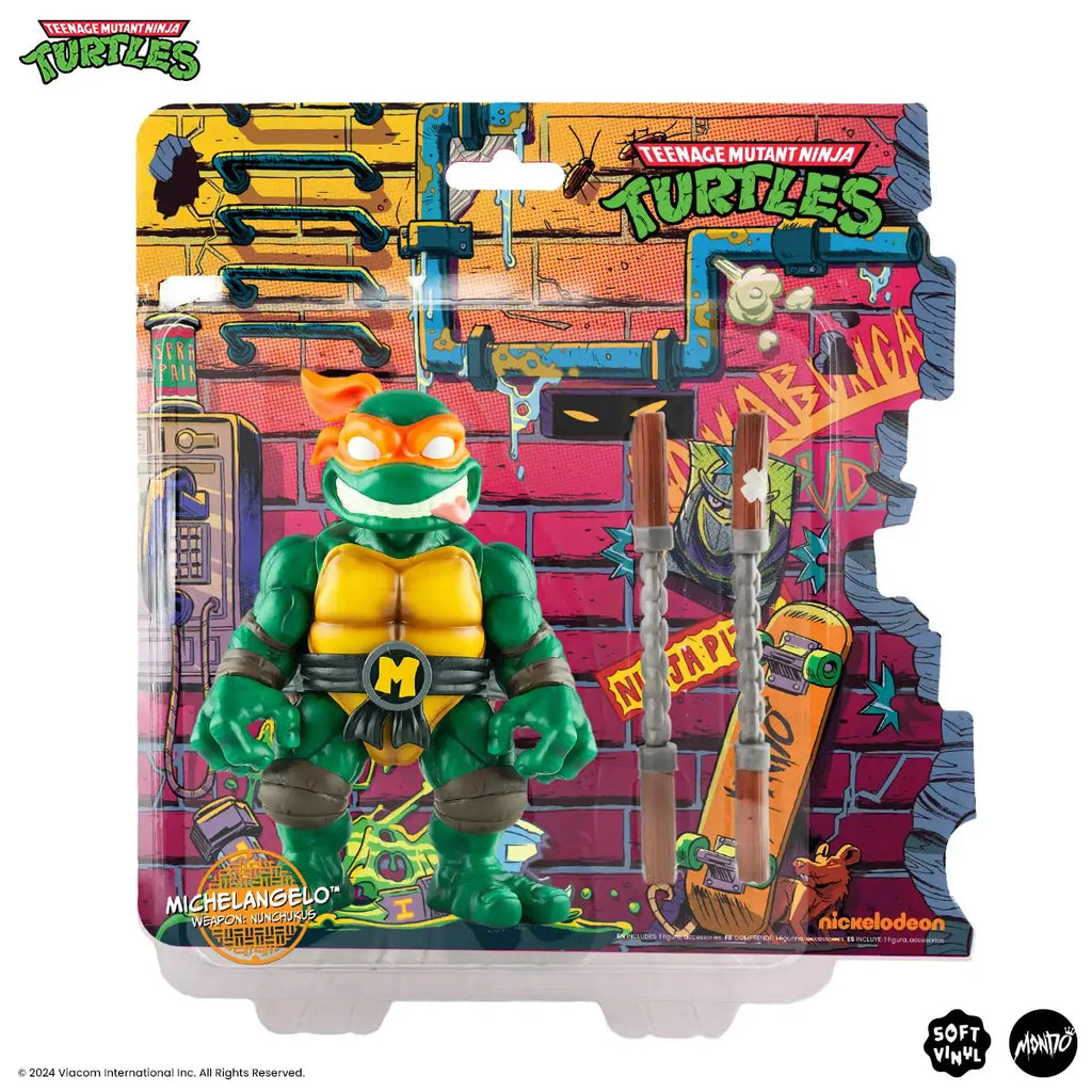 Michelangelo Soft Vinyl Action Figure with Bendable Poseable Nunchaku for Display · Michelangelo character figure