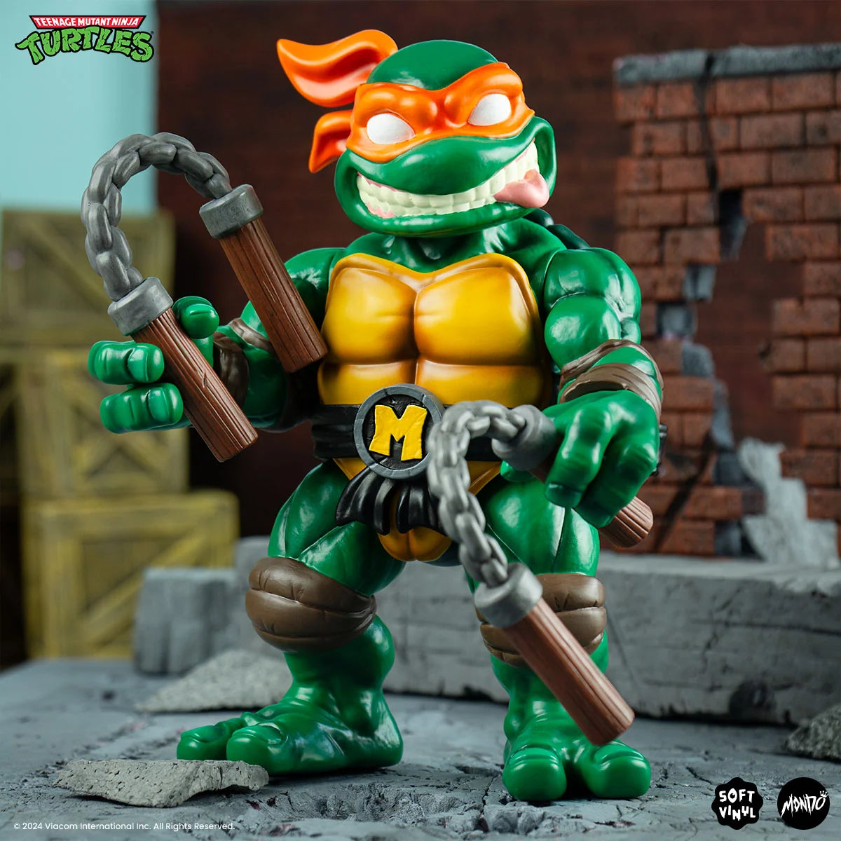 Michelangelo Soft Vinyl Action Figure with Bendable Poseable Nunchaku for Display · Michelangelo character figure