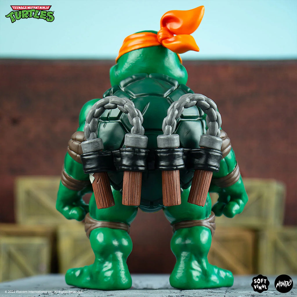 Michelangelo Soft Vinyl Action Figure with Bendable Poseable Nunchaku for Display · Michelangelo character figure