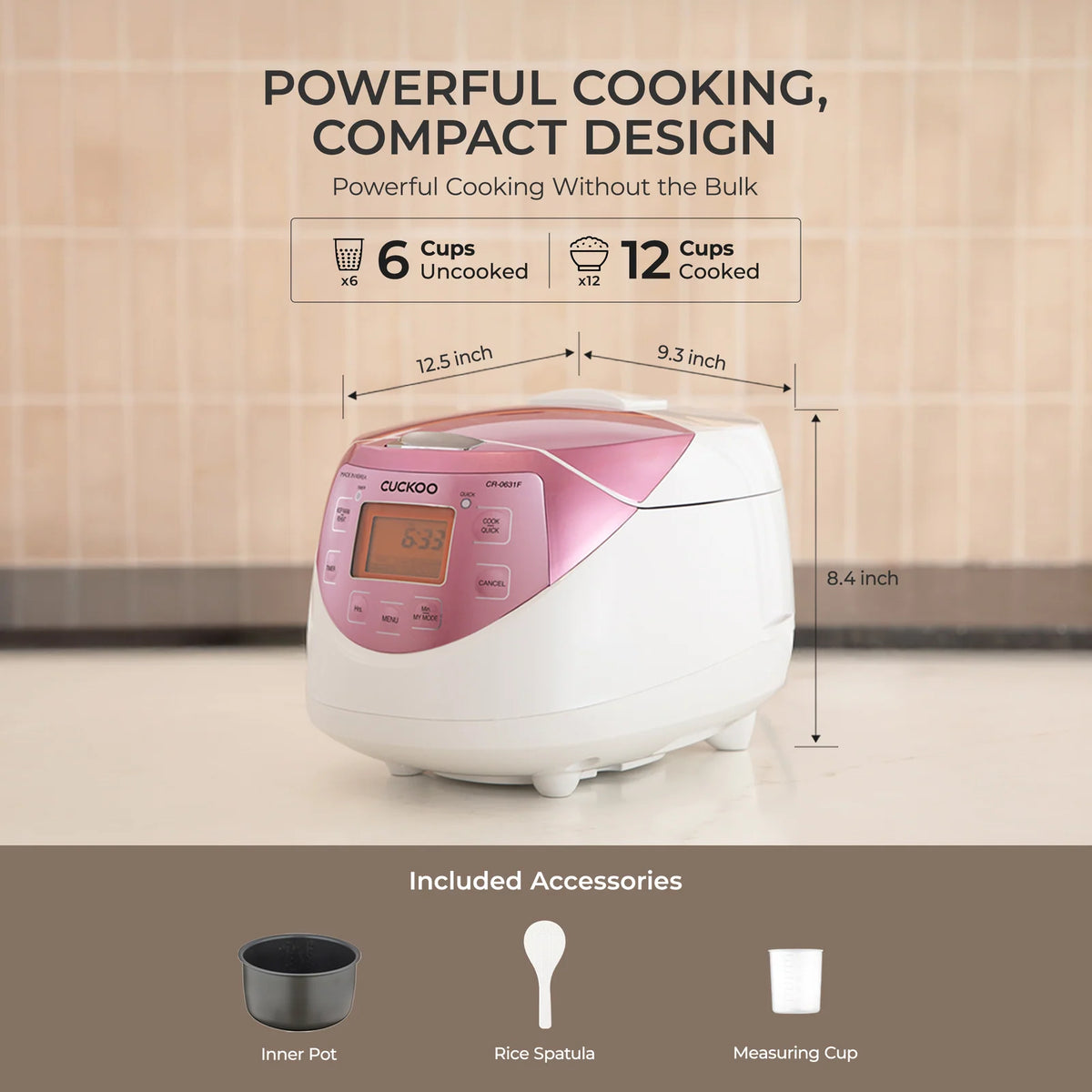 Micom Rice Cooker with 6-Cup Uncooked Capacity, 12-Cup Cooked Yield, LCD Controls and Turbo Cooking