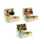 Micro Doll Compact Playset Trio with Book-Themed Bedrooms, Three Doll-Box Charms and a Star Keychain Clip