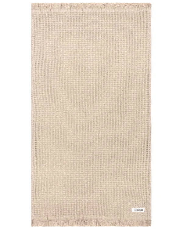 Micro Waffle Hand Towels, 2-Pack Sand Bath Bundle with Turkish Organic Cotton and Tasseled Fringe