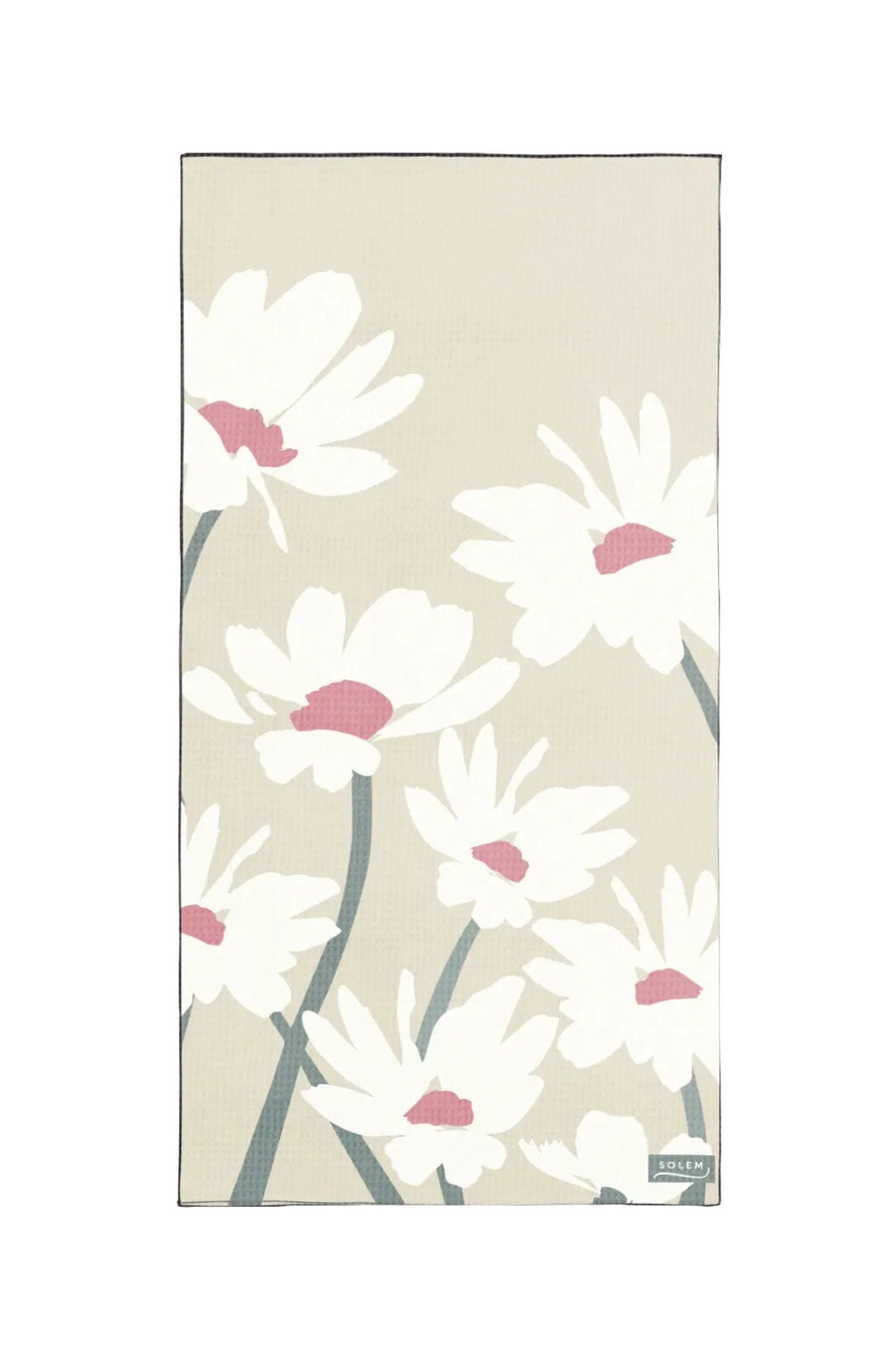 Microfiber Bath Towel in a Soft Waffle Texture and Delicate Daisy Pattern for Spa Moments at Home