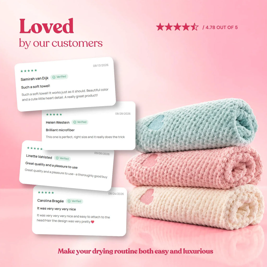 Microfiber Hair Towel with a Secure Button Fastening and Soft, Absorbent Fabric for Comfortable Drying