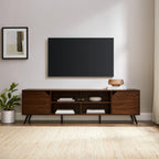 Mid-Century Modern Angular TV Stand, 70"-Dark Walnut