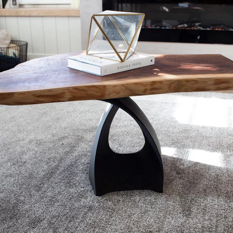 Mid-Century Modern Coffee Table Base in Matte Black Steel, 16.2
