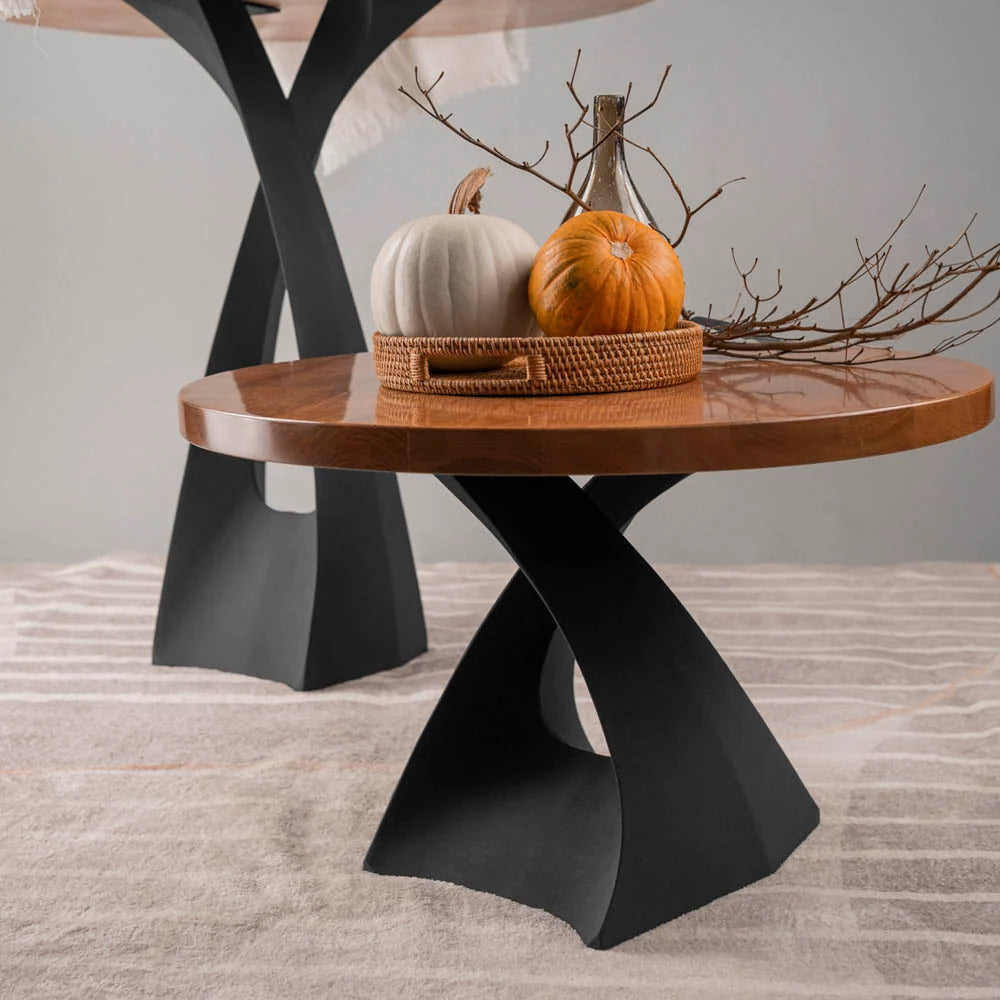 Mid-Century Modern Coffee Table Base in Matte Black Steel, 16.2