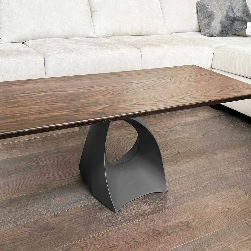 Mid-Century Modern Coffee Table Base in Matte Black Steel, 16.2