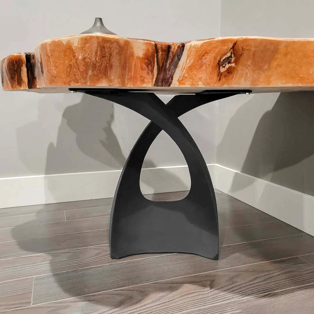 Mid-Century Modern Coffee Table Base in Matte Black Steel, 16.2