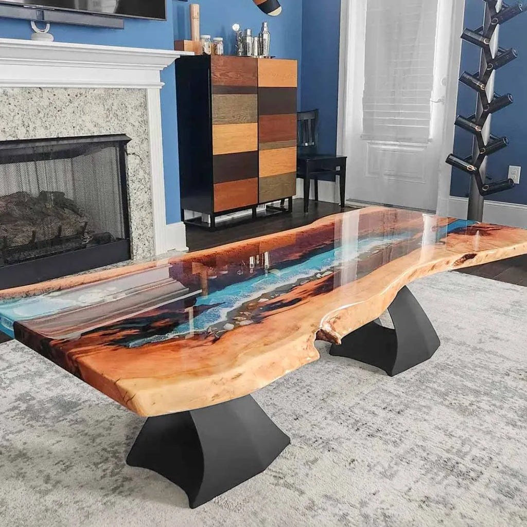 Mid-Century Modern Coffee Table Base in Matte Black Steel, 16.2