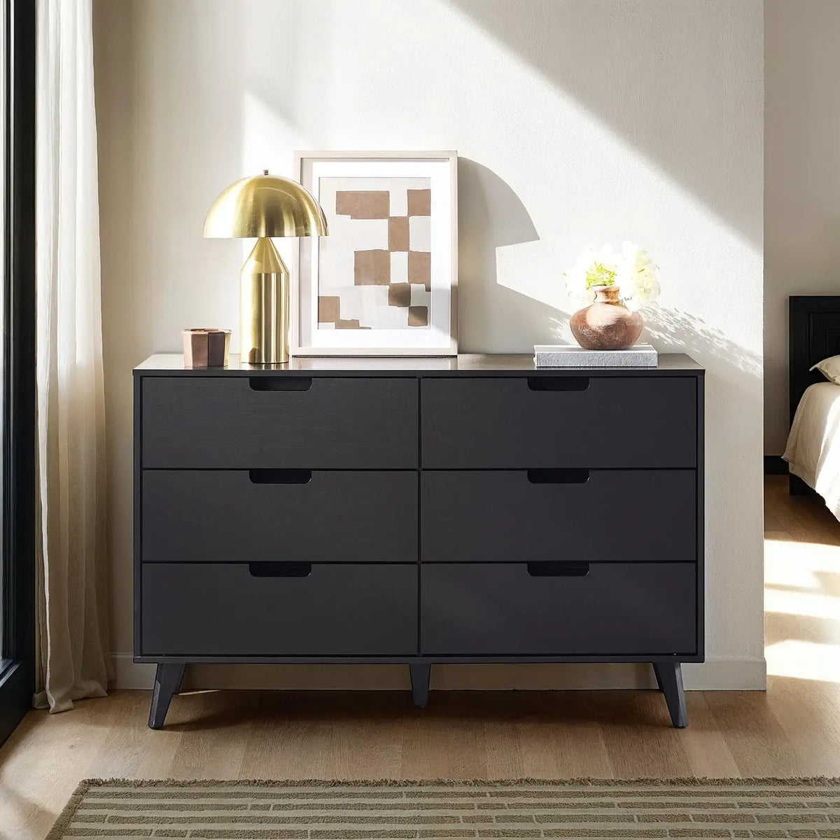Mid-Century Modern Dresser, Dresser-Black