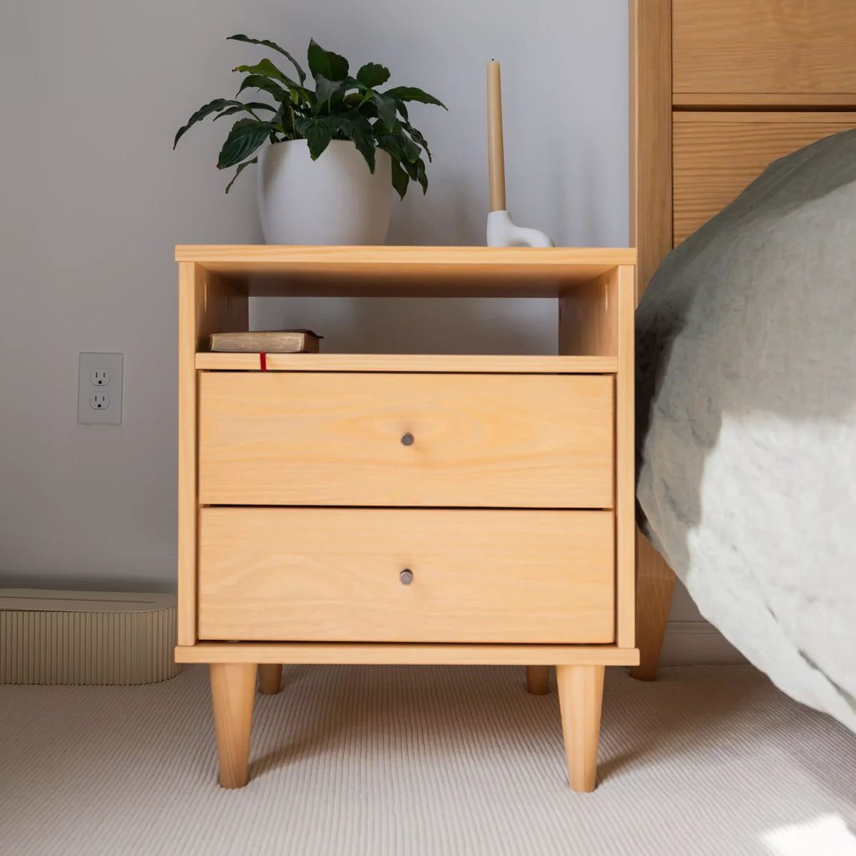 Mid Century Two Drawer Nightstand