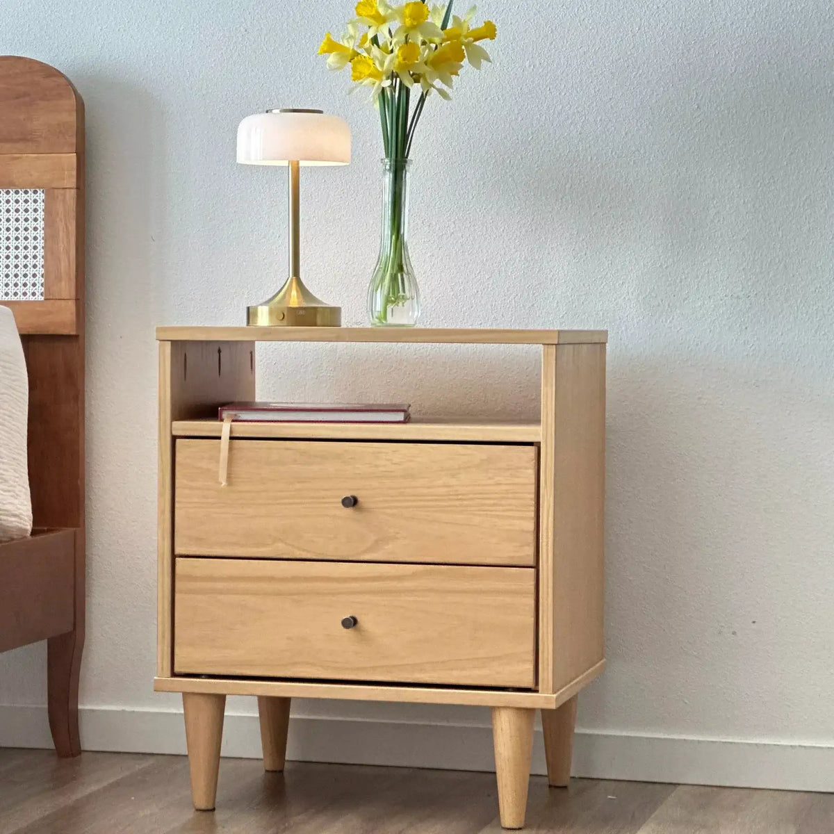 Mid Century Two Drawer Nightstand