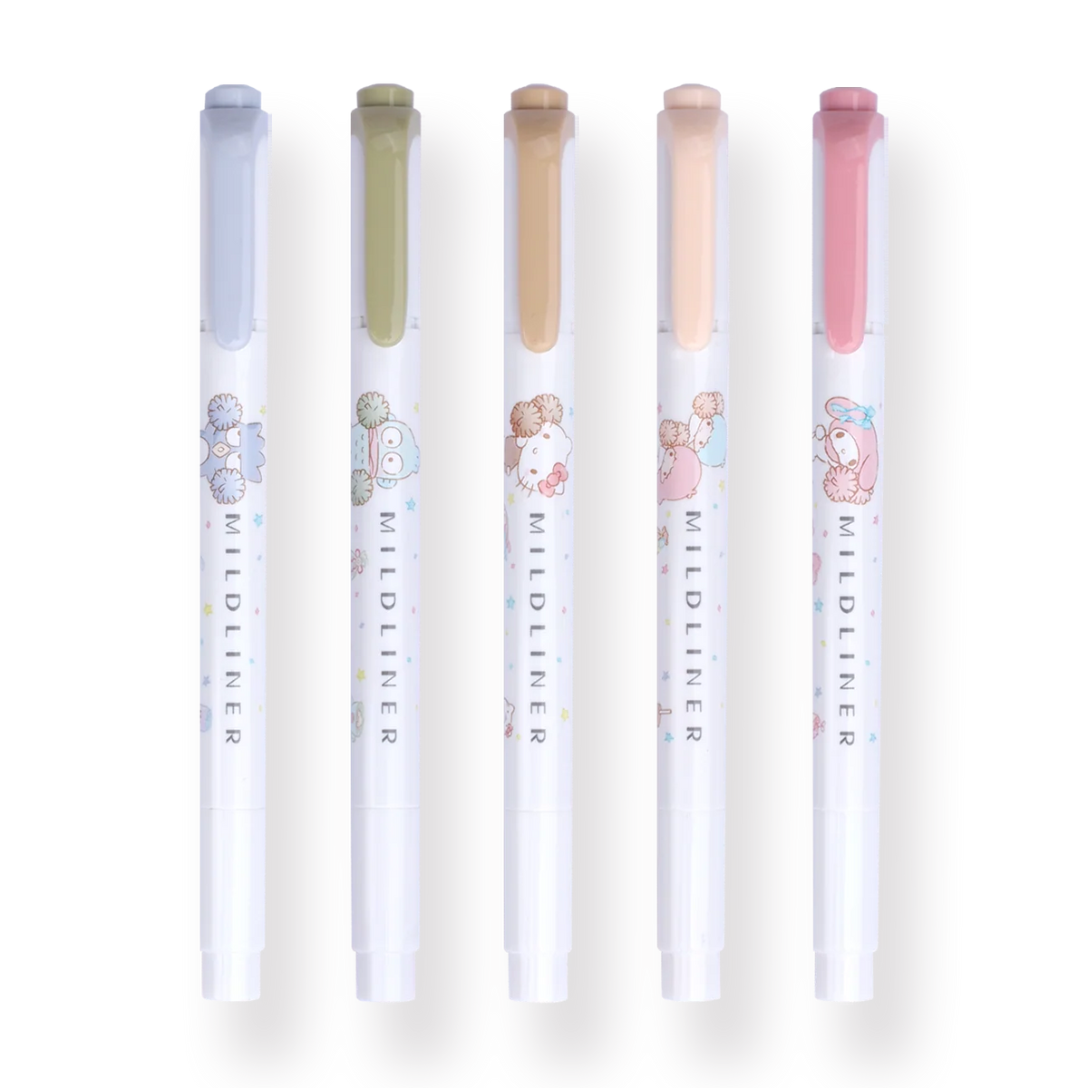 Mildliner Highlighter Set of 5 in Soft Natural Colors with Dual Tips for Study Notes, Planners, and Office Marking