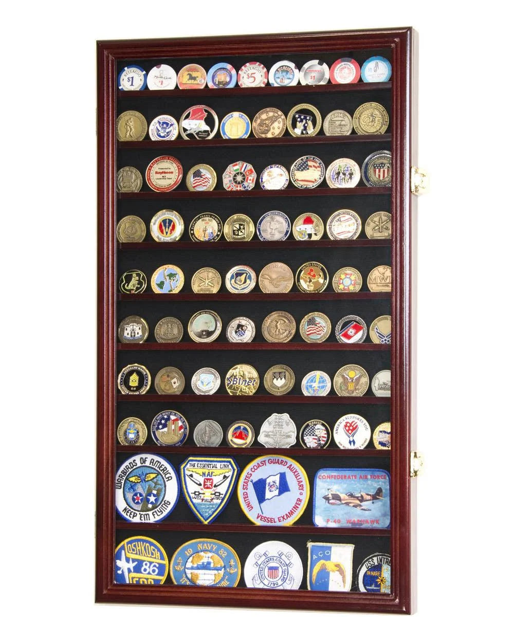Military Challenge Coin Display Case in Beech Hardwood, Cherry