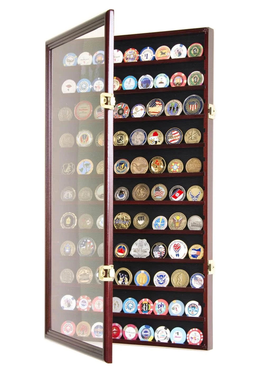 Military Challenge Coin Display Case in Beech Hardwood