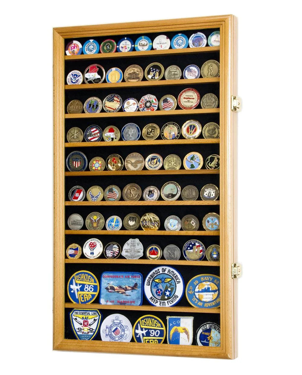 Military Challenge Coin Display Case in Beech Hardwood, Oak